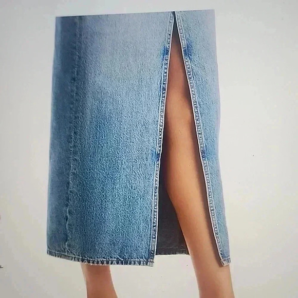 DEREK LAM IO CROSBY COTTON HIGH RISE DENIM MAXI SKIRT SIZE 26 - Picture 5 of 9